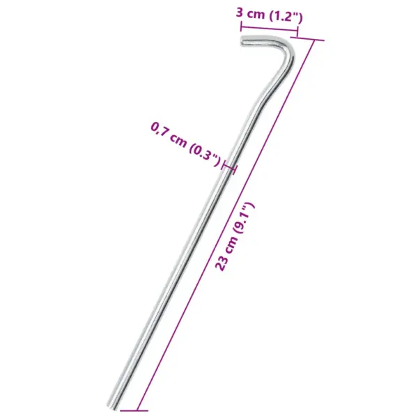 Telgivaiad tsingitud terasest, 25 tk, 23 cm, Ø 7 mm, hõbedased – 5