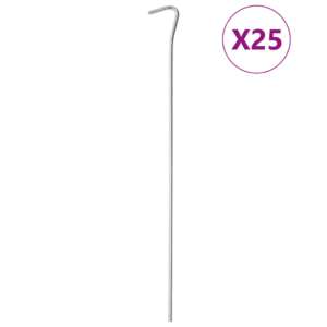 Tsingitud terasest telgivaiad konksuga, 25 tk, 30 cm, Ø 4 mm
