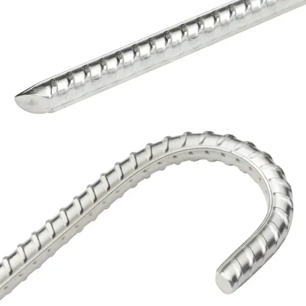 Tsingitud terasest telgivaiad konksuga, 12 tk, 37 cm, Ø10 mm – 4