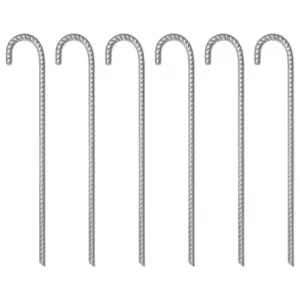 Tsingitud terasest telgivaiad konksuga, 6 tk, 41,5 cm Ø12 mm