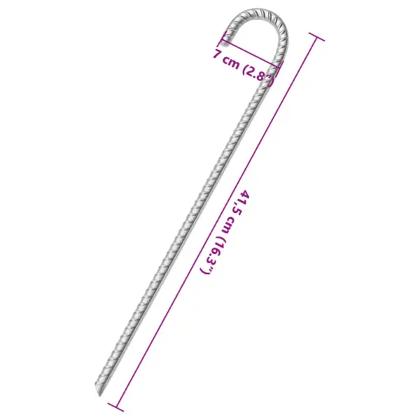 Tsingitud terasest telgivaiad konksuga, 6 tk, 41,5 cm Ø12 mm - 5