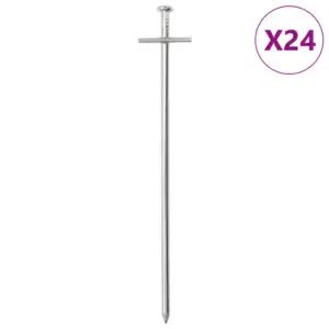 Tsingitud terasest telgivaiad T-peaga, 23 cm, 24 tk