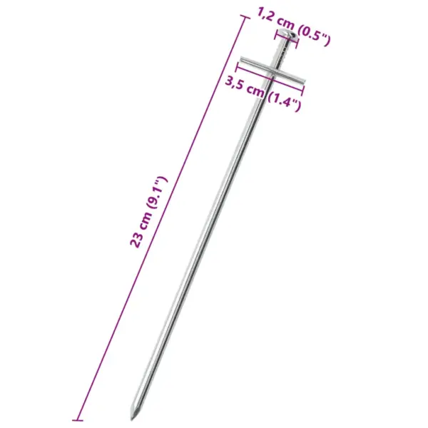 Tsingitud terasest telgivaiad T-peaga, 23 cm, 24 tk – 5