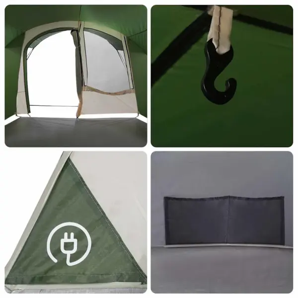 Tunnelitelk 4 inimesele verandaga, roheline/valge, 740 x 370 x 220 cm – 12