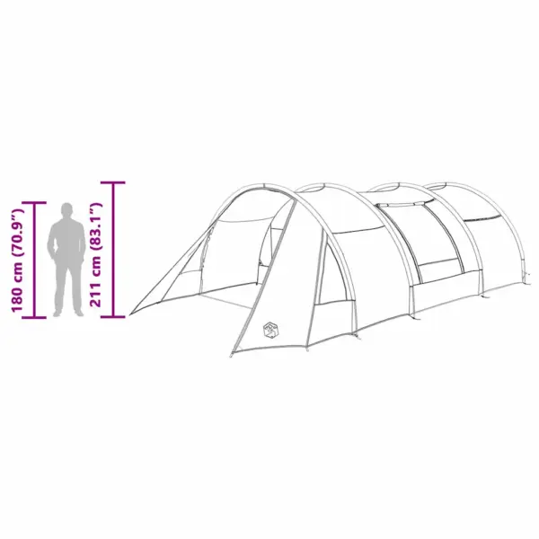 Vettpidav tunnelitelk 5 inimesele verandaga, roheline / valge, 805 x 405 x 211 cm – 13