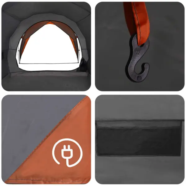 Tunnelitelk peredele ja gruppidele, hall/oranž, 562 x 265 x 216 cm, 185T polüester – 10