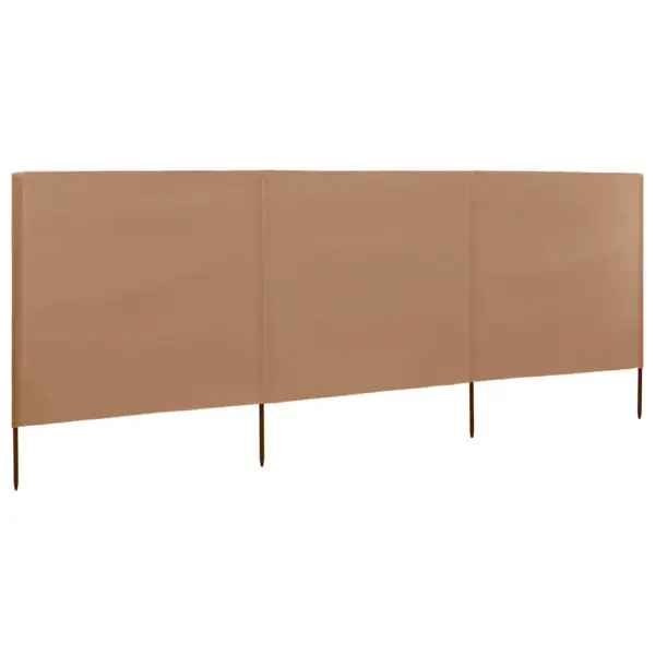 Tuulekaitse sein 3 paneeli, hallikaspruun mittekootud kangas, 400 x 80 cm - 2
