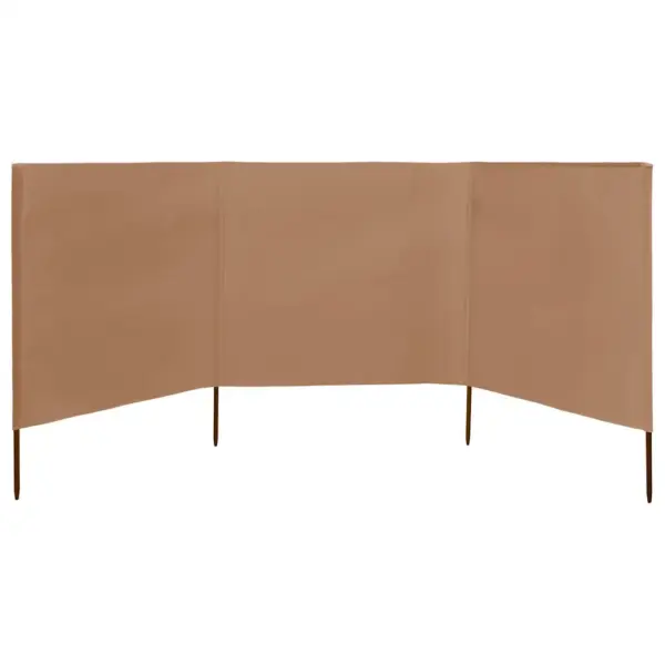 Tuulekaitse sein 3 paneeli, hallikaspruun mittekootud kangas, 400 x 80 cm - 3
