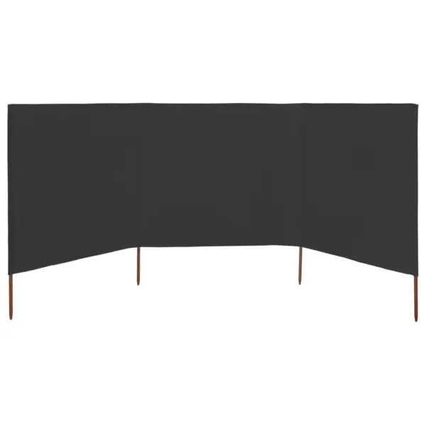 Tuulekaitse sein 3 paneeliga, antratsiithall mittekootud kangas, 400 x 80 cm, puidust postidega - 3