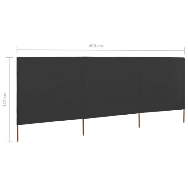 Tuulekaitse sein 3 paneeliga, antratsiithall mittekootud kangas, 400 x 80 cm, puidust postidega - 6