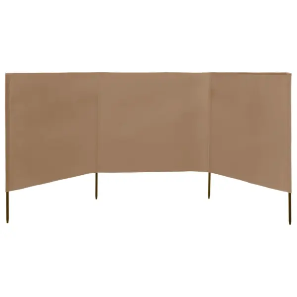 Kolmest paneelist tuulekaitse sein mittekootud kangast, pruunikashall, 400 x 160 cm - 3