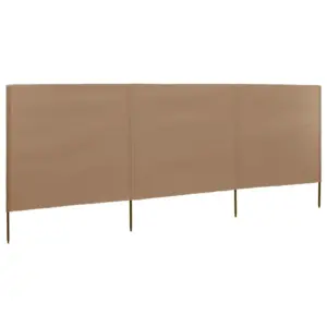Tuulekaitse sein 3 paneelist, hallikaspruun mittekootud kangas, puidust postidega, 400 x 120 cm
