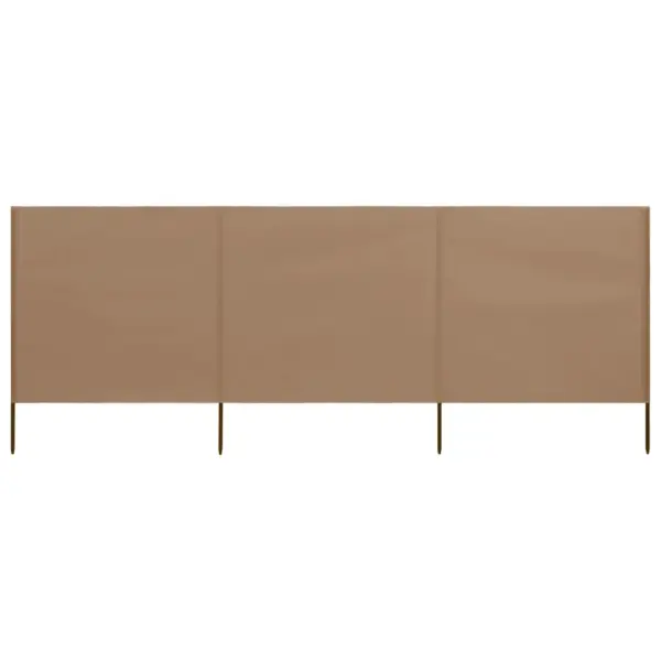 Tuulekaitse sein 3 paneelist, hallikaspruun mittekootud kangas, puidust postidega, 400 x 120 cm - 3