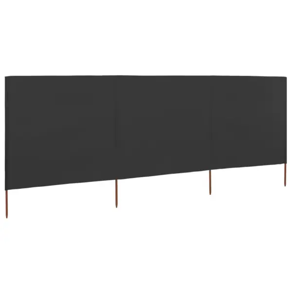Tuulekaitse sein 3 paneelist, antratsiithall, mittekootud kangas ja puitpostid, 400 x 160 cm - 2