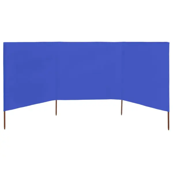 Tuulekaitse sein 3 paneelist, taevasinine mittekootud kangas, 400 x 80 cm - 3