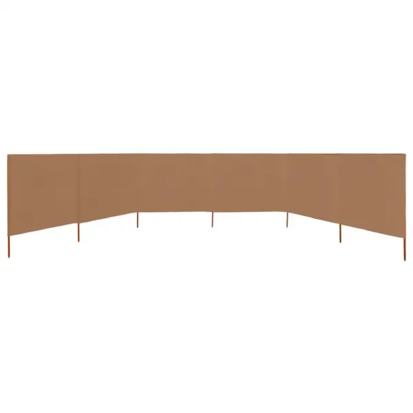 Tuulekaitse sein 6 paneeliga, pruunikashall mittekootud kangas, puidust postidega, 800 x 120 cm - 3
