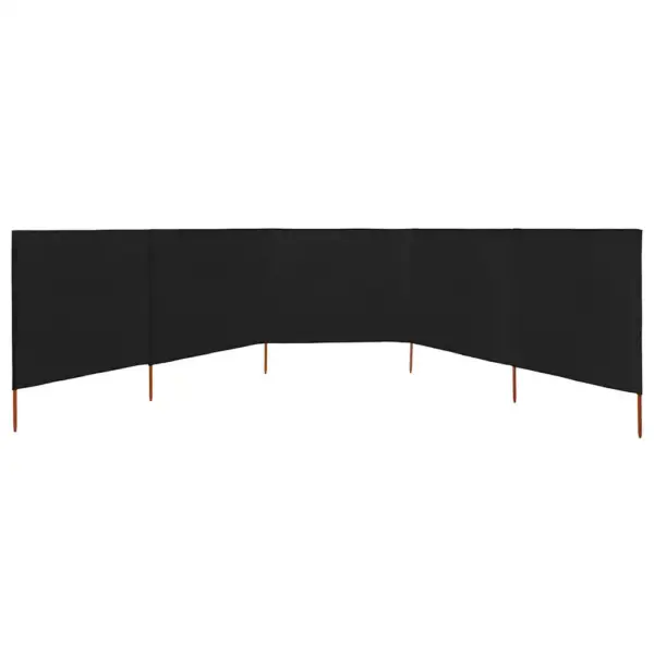 Tuulekaitse sein 6 paneelist, mittekootud kangas ja puitpostid, must, 600 x 80 cm - 3