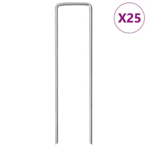 U-kujulised maavaiad, tsingitud teras, 25 tk, 15 x 3,5 cm, hõbedane