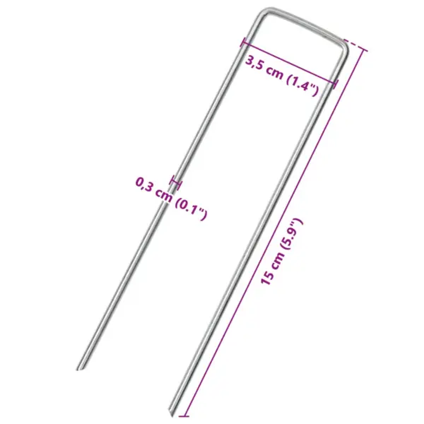 U-kujulised maavaiad, tsingitud teras, 25 tk, 15 x 3,5 cm, hõbedane - 5