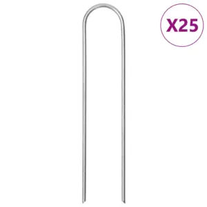 U-kujulised maavaiad umbrohutõrje kanga ja katete kinnitamiseks, 25 tk, tsingitud teras, 15 x 3,5 cm