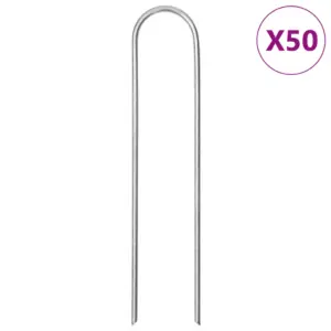 U-kujulised maavaiad umbrohutõrjekanga kinnitamiseks, tsingitud teras, 50 tk, 15 x 3,5 cm