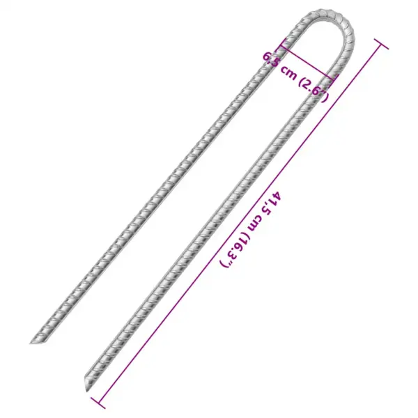 U-kujulised telgivaiad, tsingitud teras, 12 tk, 41,5 cm, Ø12 mm - 5