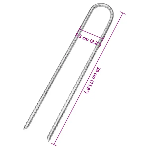 U-kujulised tsingitud terasest telgivaiad, 6 tk, 30 cm, Ø 7 mm - 5