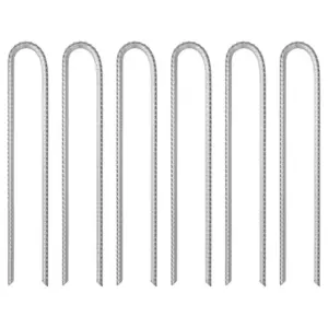 U-kujulised keermestatud telgivaiad, 6 tk, 37 cm, Ø10 mm, tsingitud teras
