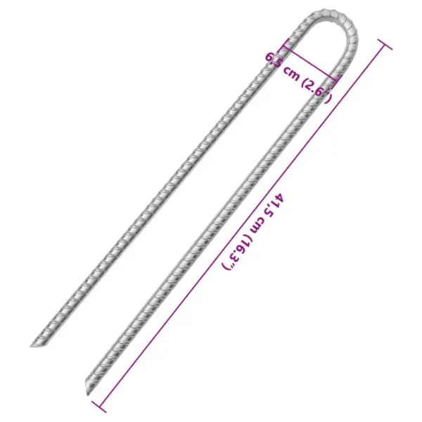 U-kujulised telgivaiad keermestatud pinnaga, 6 tk, 41,5 cm, tsingitud teras - 5