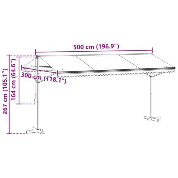 Vabaltseisev terrassivarikatus reguleeritava varjuga, hall, 5 x 3 m, PU-kattega polüester – 11