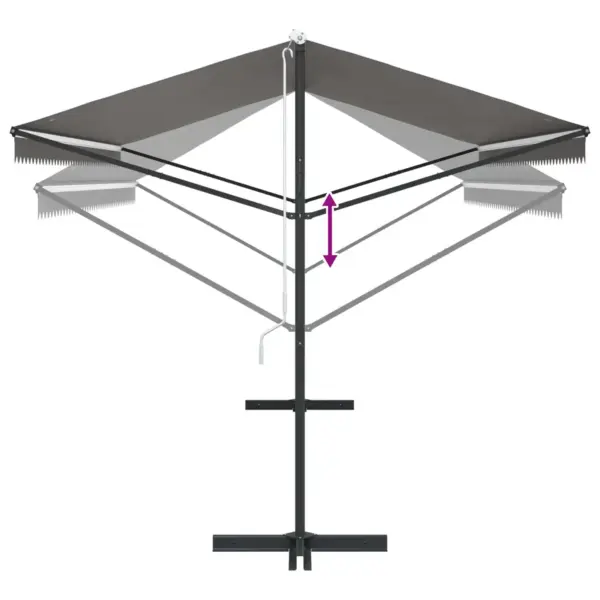Vabaltseisev terrassivarikatus reguleeritava varjuga, hall, 5 x 3 m, PU-kattega polüester – 9