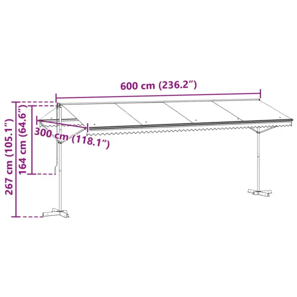 Vabaltseisev terrassivarikatus, antratsiit, 6 x 3 m, polüester – 11