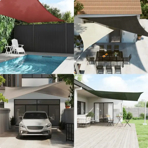 HDPE päikesepuri, kandiline, 3,6 x 3,6 m, valge – 3