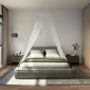 Valge sääsevõrk voodile, 3 tk, polüester, Ø56 x 220 cm, 156 silma