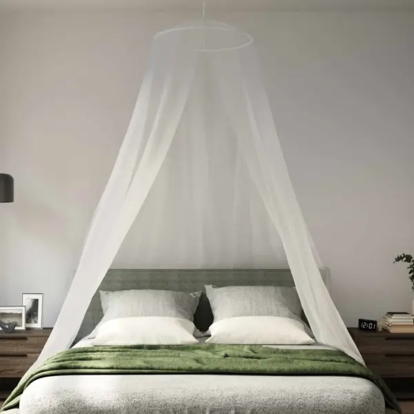 Valge sääsevõrk voodile, 3 tk, polüester, Ø56 x 220 cm, 156 silma – 4
