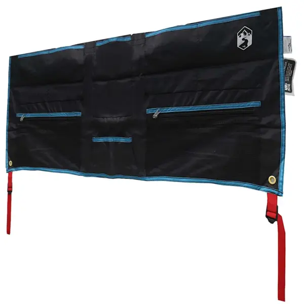 Riputatav väline hoiukott taskutega, must-sinine Oxford-kangas, 98 x 47 cm – 2