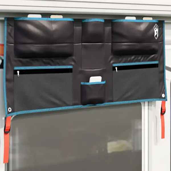 Riputatav väline hoiukott taskutega, must-sinine Oxford-kangas, 98 x 47 cm – 4