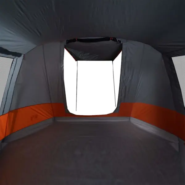 Veekindel tunneltelk varikatusega, 4 inimesele, hall ja oranž, 580 x 320 x 205 cm – 11