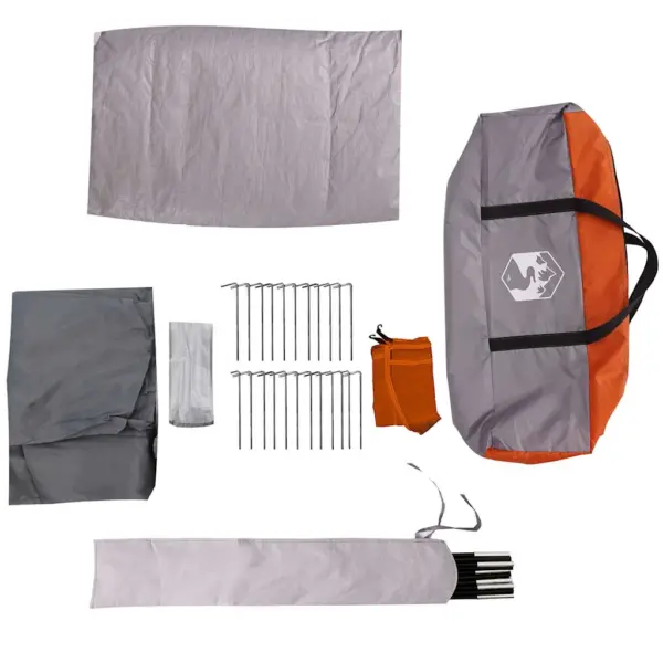 Veekindel tunneltelk varikatusega, 4 inimesele, hall ja oranž, 580 x 320 x 205 cm – 13