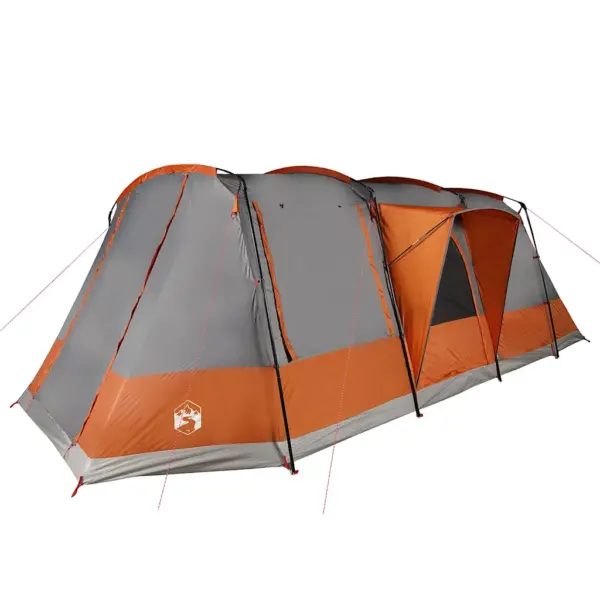 Veekindel tunneltelk varikatusega, 4 inimesele, hall ja oranž, 580 x 320 x 205 cm – 5