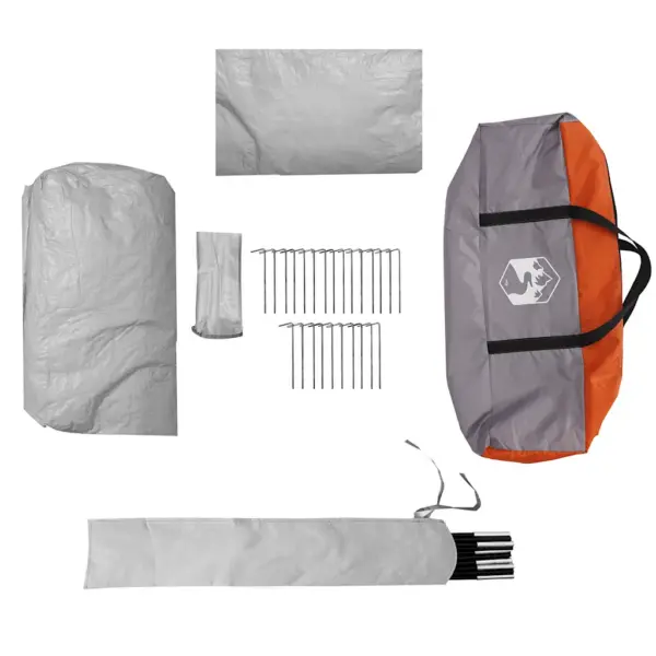 Veekindel autotelk 4 inimesele varikatusega, hall/oranž, 435 x 320 x 213 cm – 13