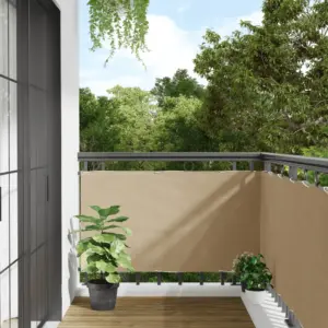 Veekindel rõdusirm privaatsuseks, beež oxford-kangas, 75 x 400 cm