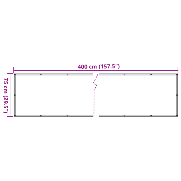 Veekindel rõdusirm privaatsuseks, beež oxford-kangas, 75 x 400 cm – 6