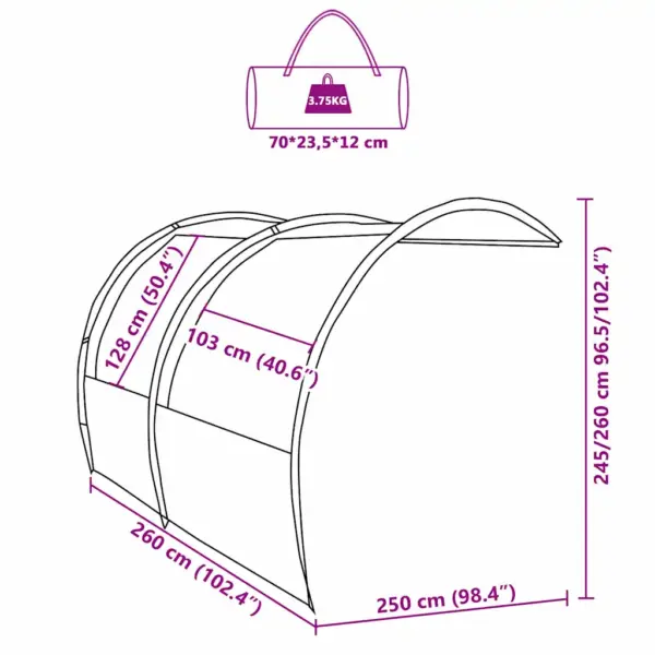 Veekindel kaarvarikatus matka- ja haagissuvilale, sinine, 250 x 260 x 260 cm – 13