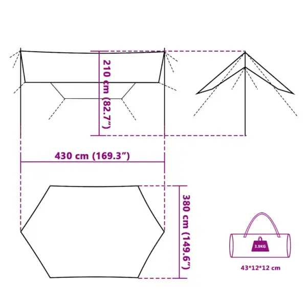 Veekindel matka tuulevari, sinine, 430 x 380 x 210 cm – 10