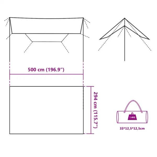 Veekindel matka tuulevari, sinine, PU-polüester, 500 x 294 cm – 10