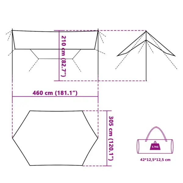 Veekindel matka tuulevari tugipostidega, roheline, 460 x 305 x 210 cm – 9
