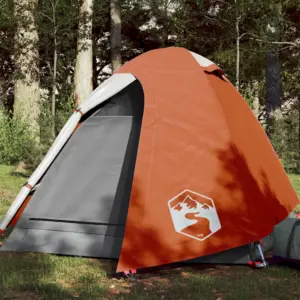 Veekindel kuppelmatkatelk 2 inimesele, oranž, PU-kattega 185T polüester, eemaldatava vihmakatte ja E-pordiga, 254 x 135 x 112 cm