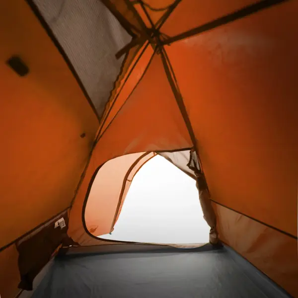 Veekindel kuppelmatkatelk 2 inimesele, oranž, PU-kattega 185T polüester, eemaldatava vihmakatte ja E-pordiga, 254 x 135 x 112 cm – 10
