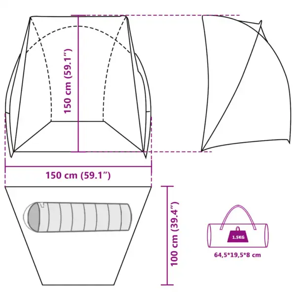 Veekindel kalastustelk oliiviroheline, PU-kattega 185T polüster, 150 x 100 x 150 cm – 13